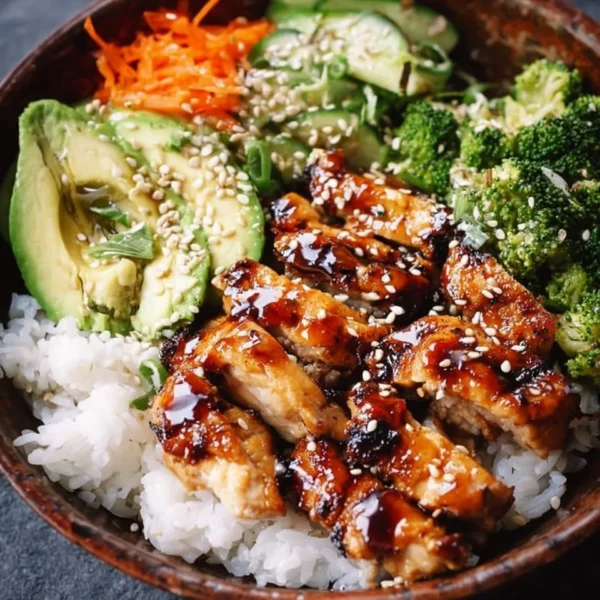 Delicious 30-Minute Teriyaki Chicken Bowl served with vegetables and rice