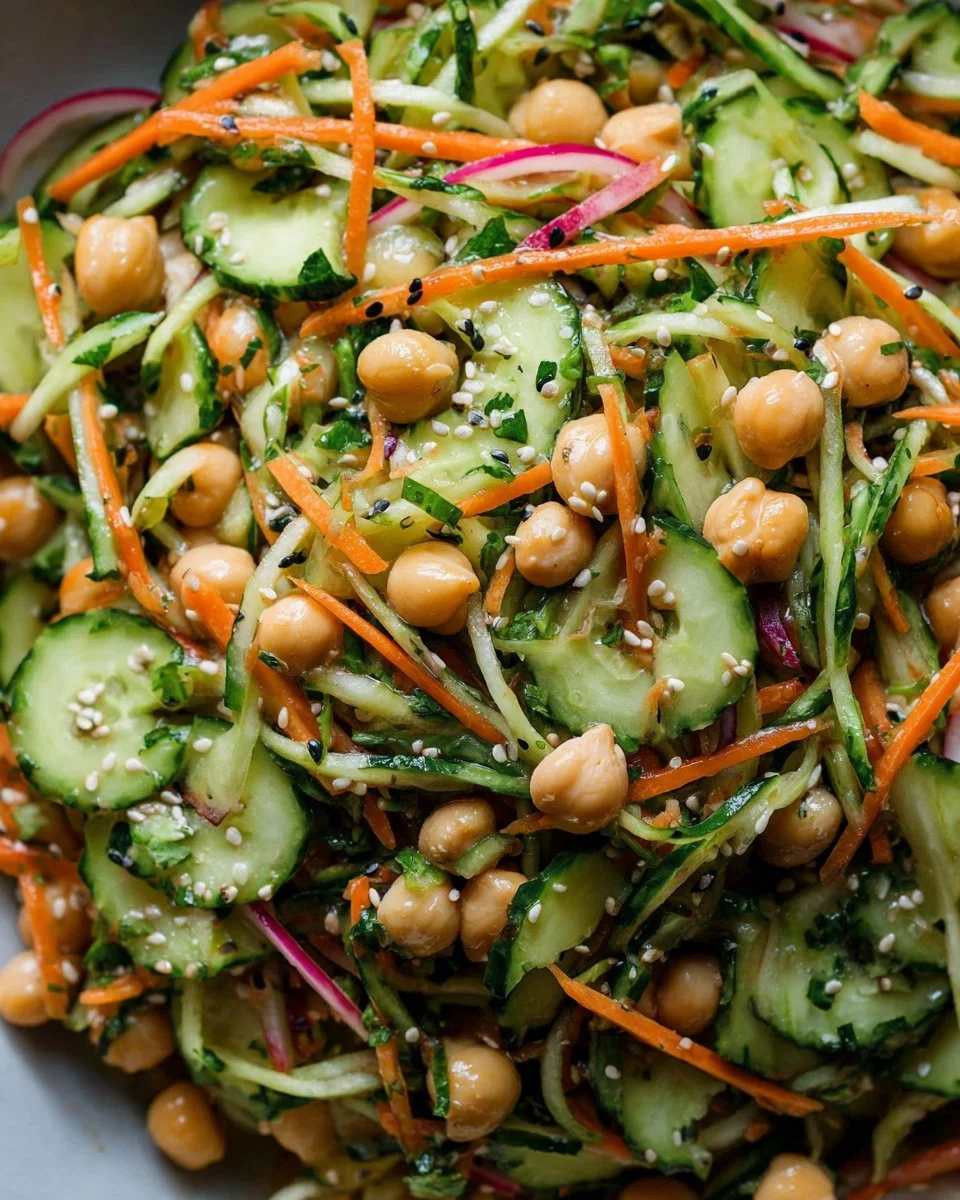 Asian Cucumber and Chickpea Slaw with Sesame Dressing