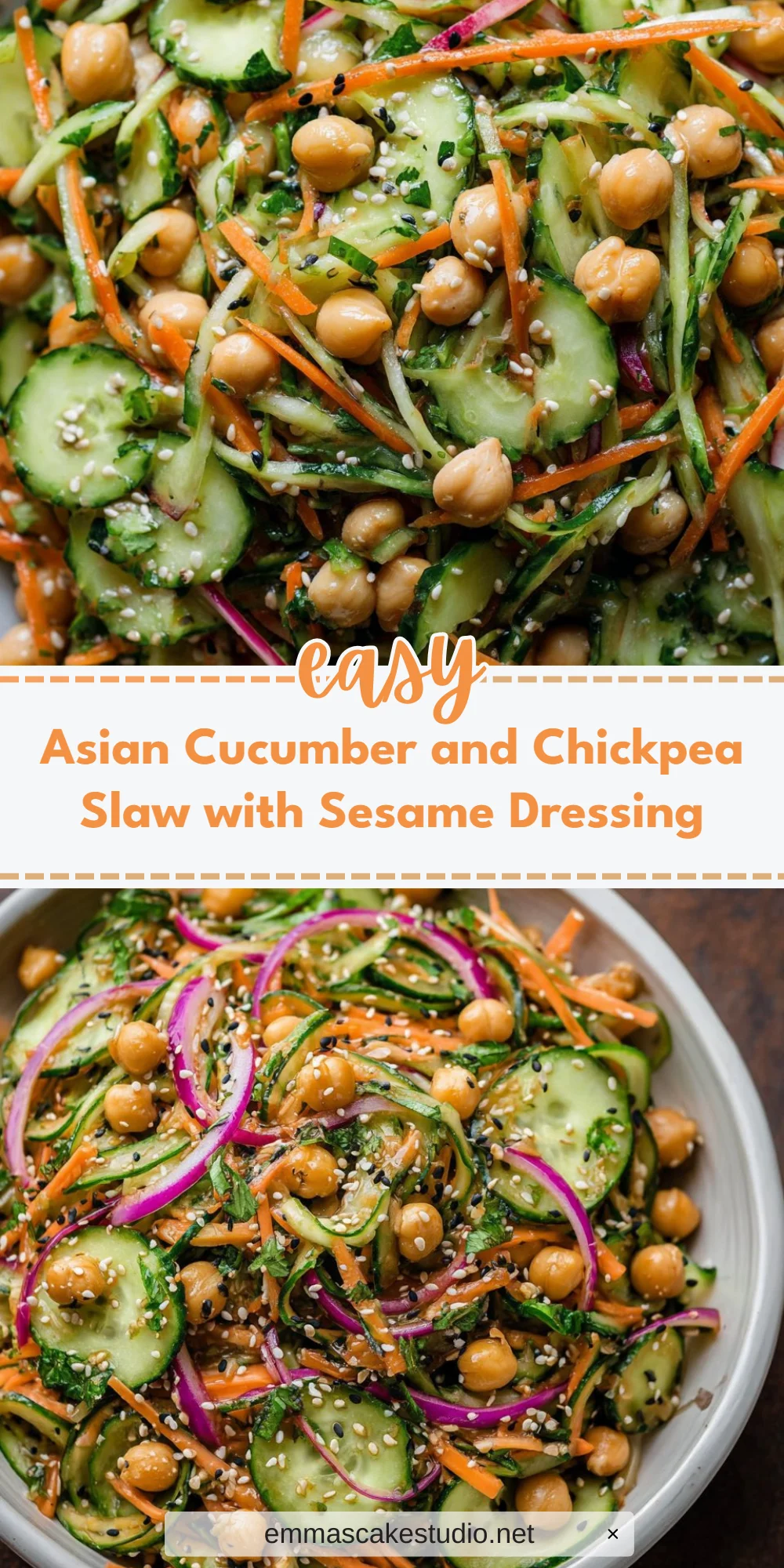 Asian Cucumber and Chickpea Slaw with Sesame Dressing