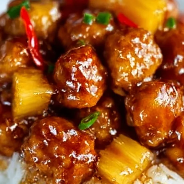 Delicious Brown Sugar Pineapple Chicken served with vibrant vegetables