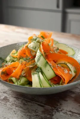 Carrot and cucumber ribbon salad served in a bowl with a tangy dressing