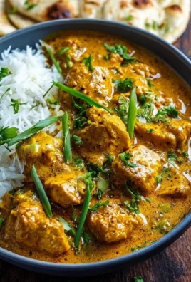 Delicious chicken curry served with rice in an Indian culinary style