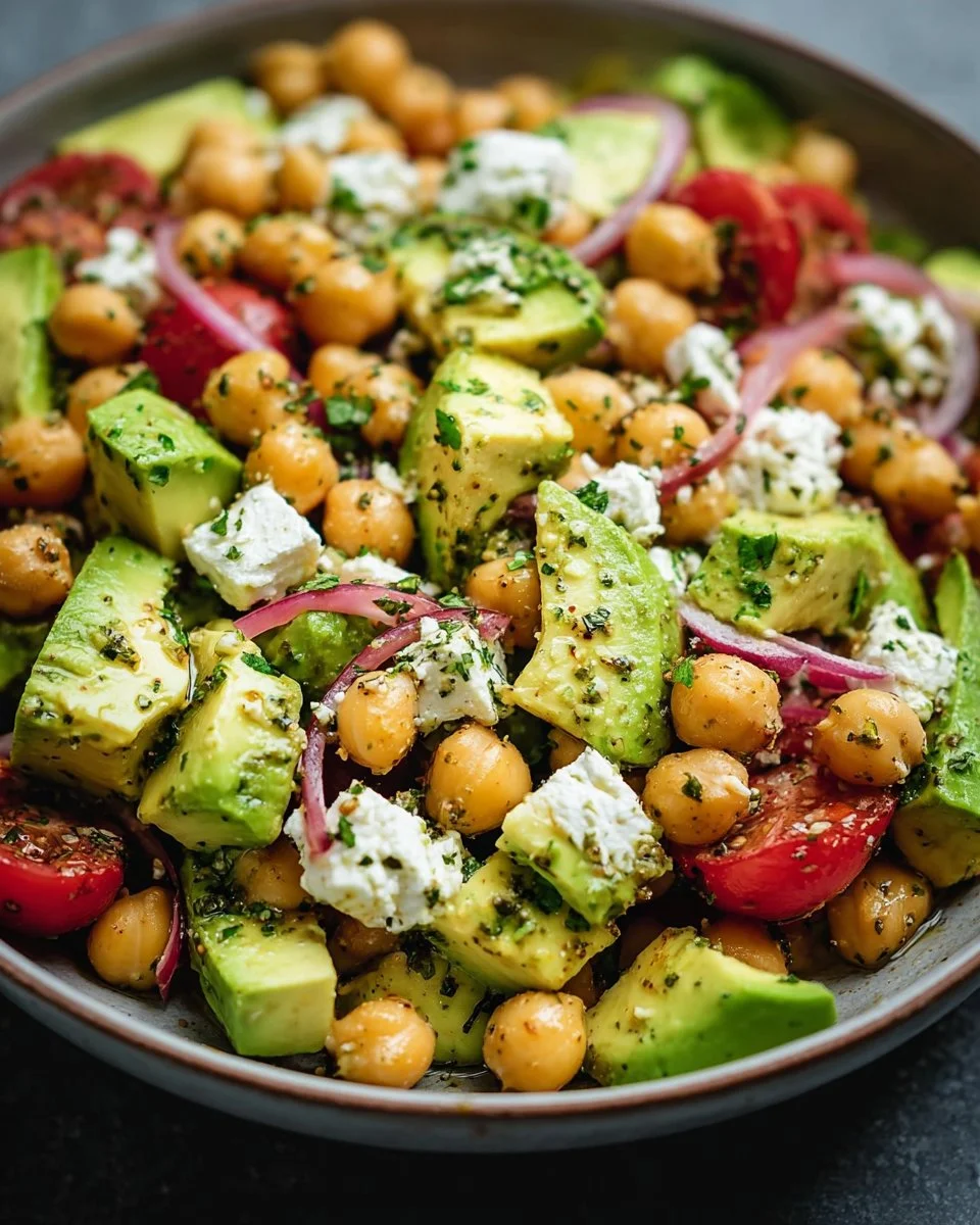 Chickpea Feta Avocado Salad