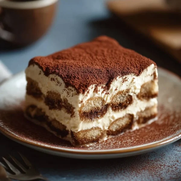 Classic tiramisu dessert with coffee and mascarpone layers