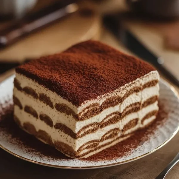 Classic homemade tiramisu dessert with layers of coffee-soaked ladyfingers and mascarpone cream