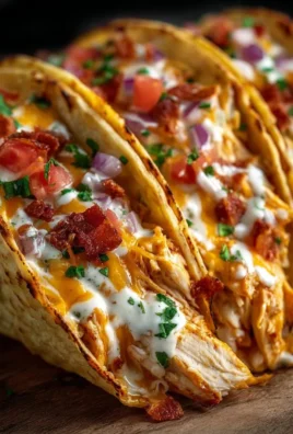 Creamy cheddar ranch chicken tacos served with fresh toppings