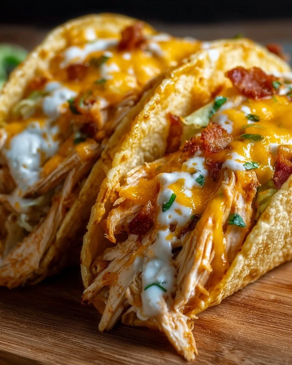 Creamy Cheddar Ranch Chicken Tacos