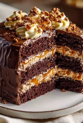 Delicious Chocolate Caramel Toffee Crunch Cake with creamy layers and toffee bits