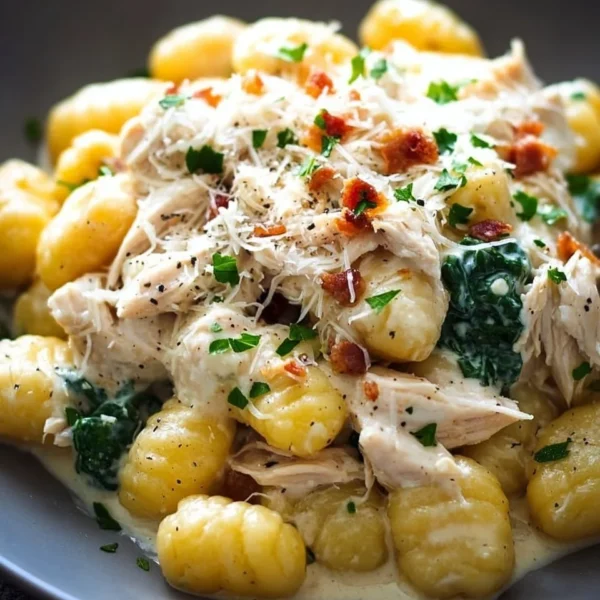 Creamy Crack Chicken Gnocchi served in a bowl with herbs