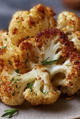 Crispy roasted cauliflower on a serving platter, garnished and ready to enjoy.