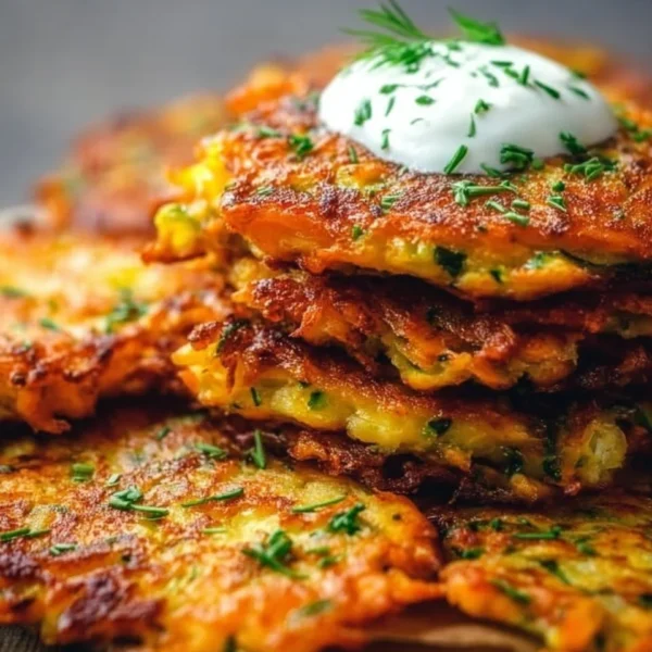Plate of crispy vegetable fritters served as a delicious snack