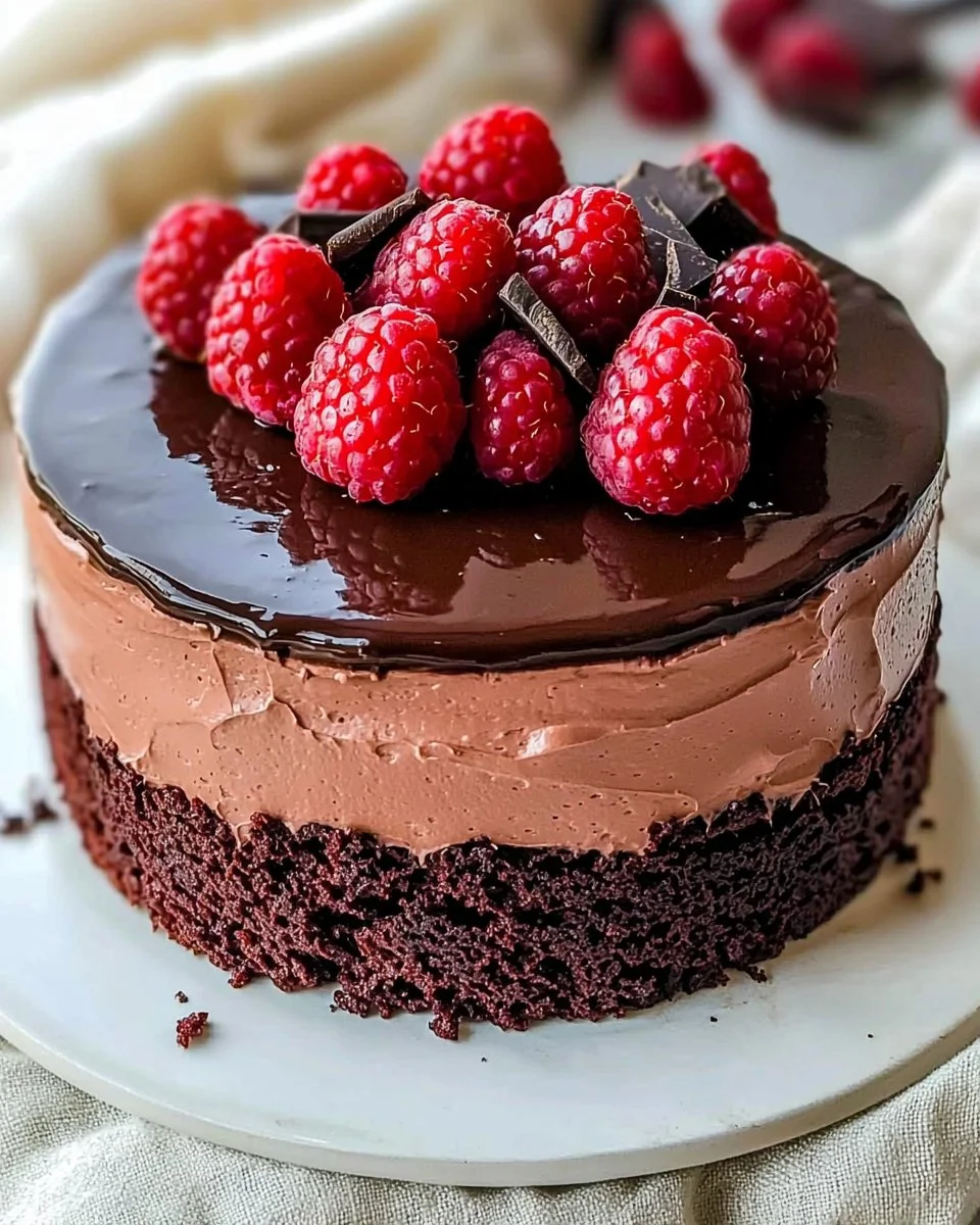Dark Chocolate Raspberry Mousse Cake