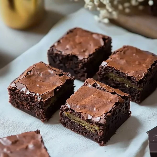 Delicious Dubai Chocolate Brownie served with melted chocolate drizzle