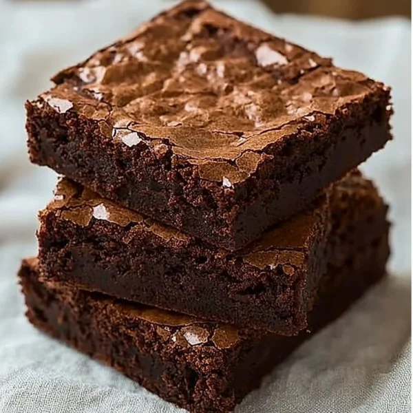 Delicious easy homemade brownies cut into squares on a plate