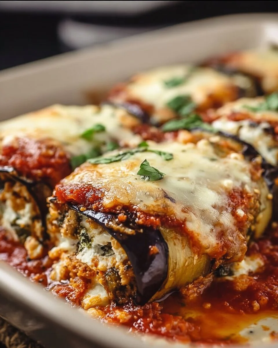Fluffy Eggplant Rollatini Bake
