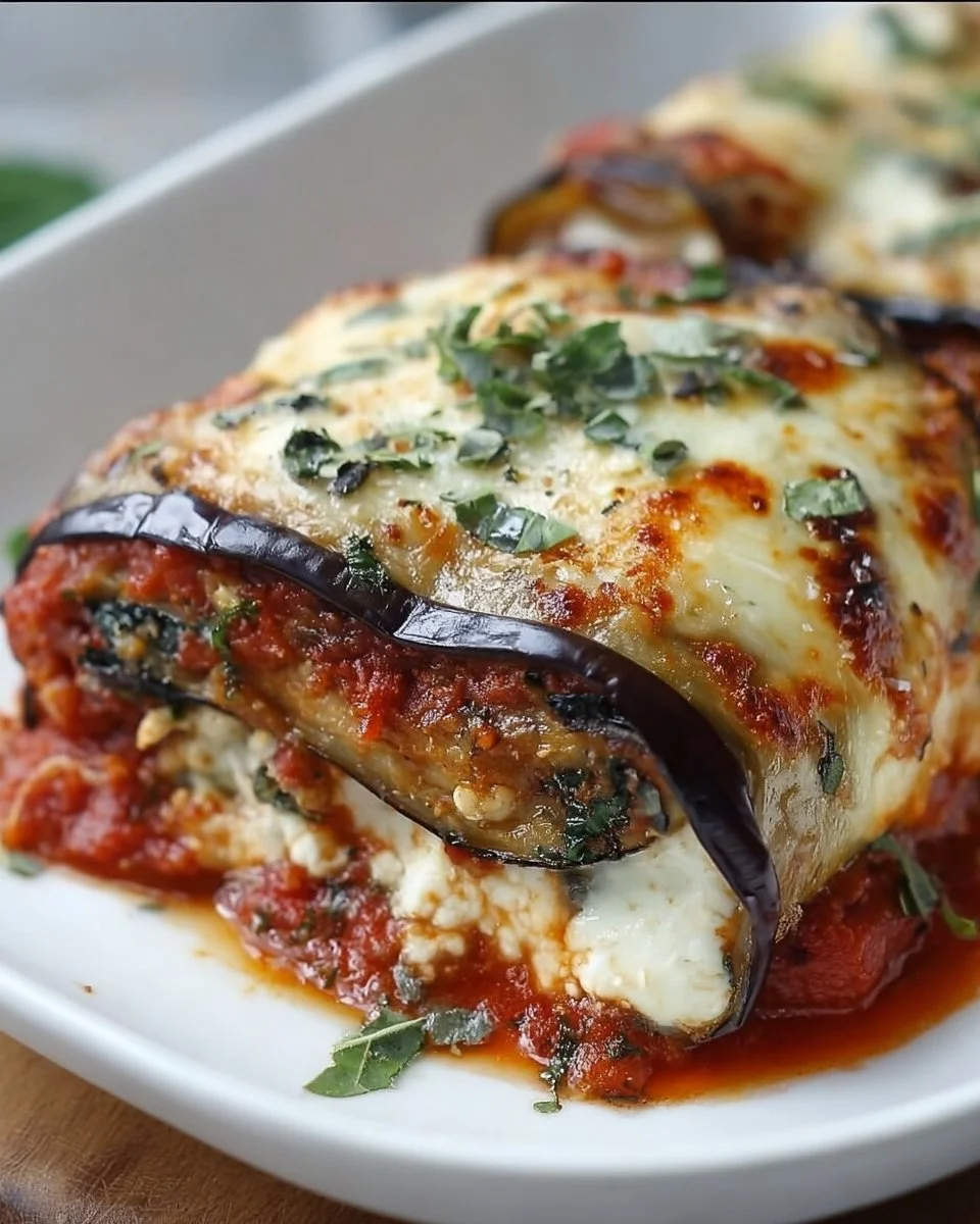 Fluffy Eggplant Rollatini Bake