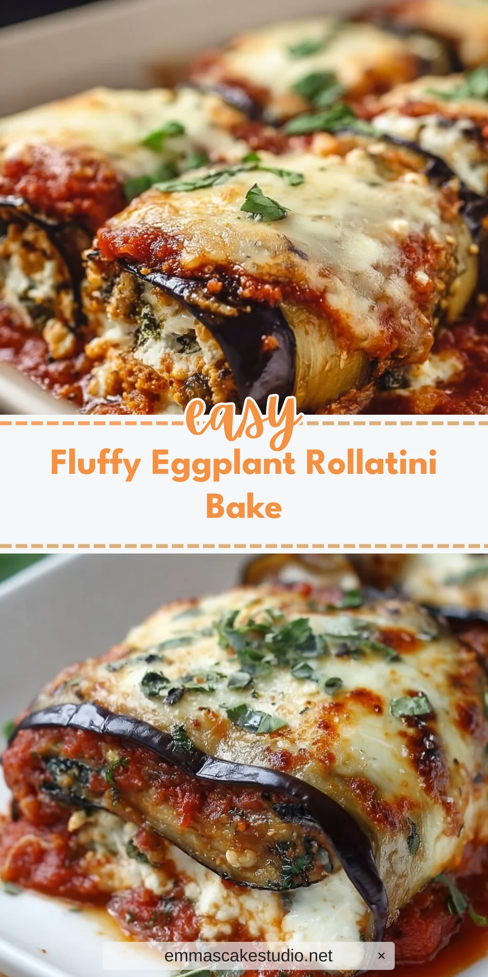 Fluffy Eggplant Rollatini Bake