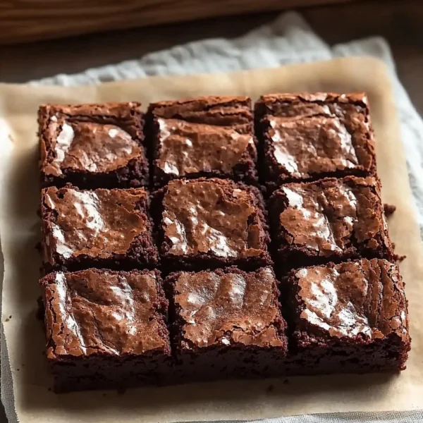 Delicious fudgy brownies topped with chocolate chips on a white plate
