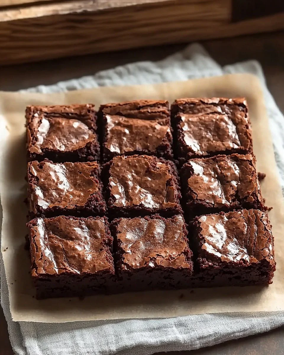 Delicious fudgy brownies topped with chocolate chips on a white plate