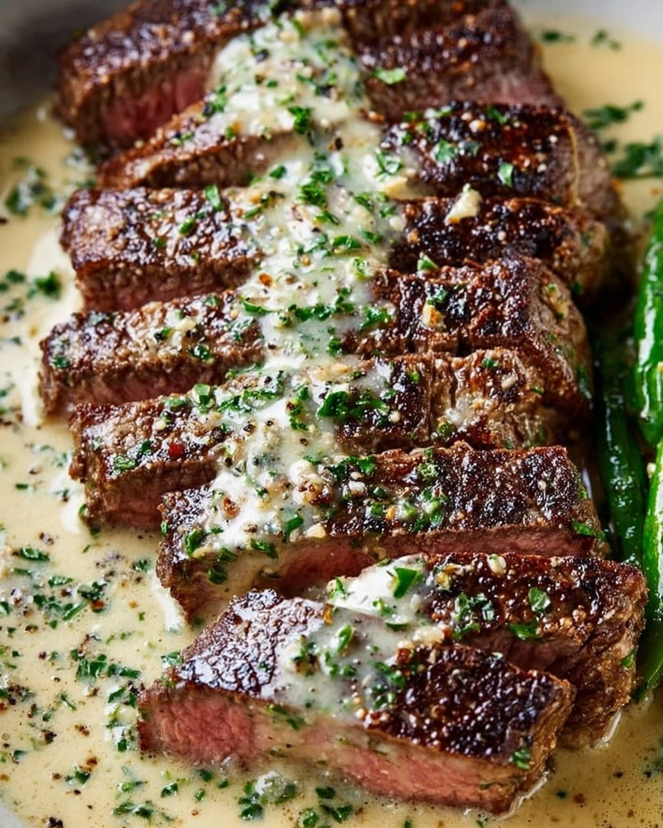 Garlic Butter Steak With Parmesan Cream Sauce