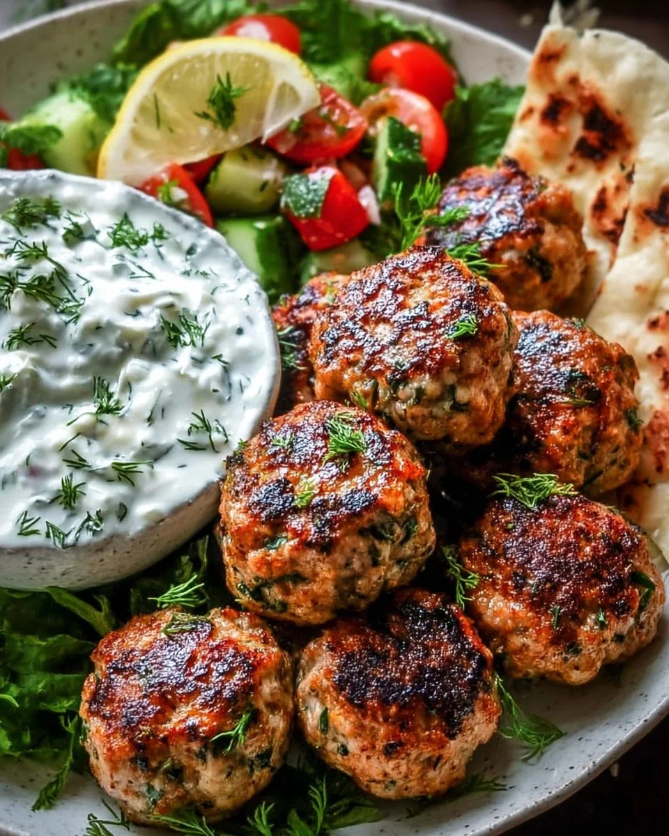 Greek Turkey Meatballs with Tzatziki