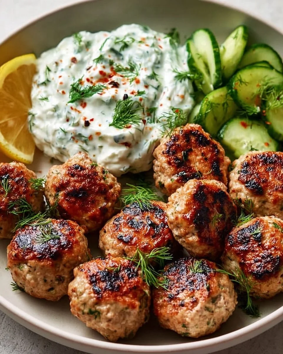 Greek Turkey Meatballs with Tzatziki
