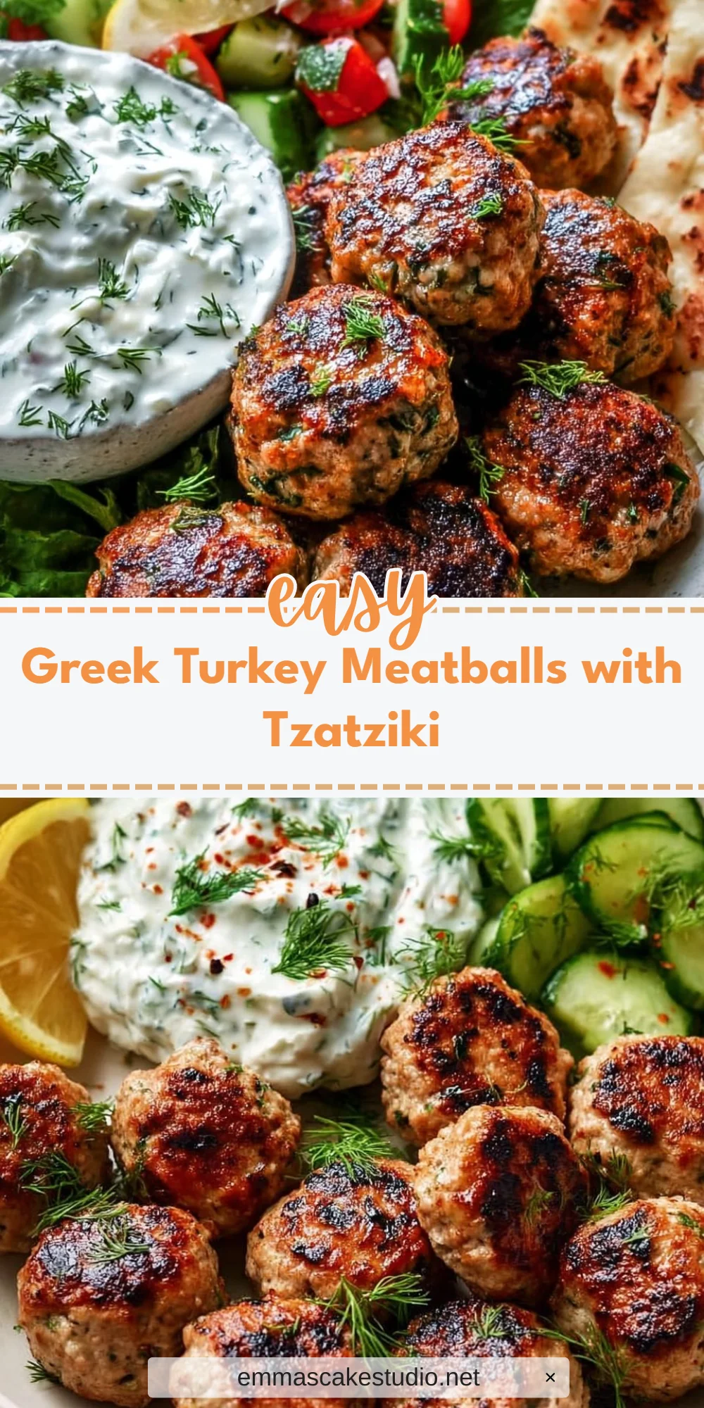 Greek Turkey Meatballs with Tzatziki