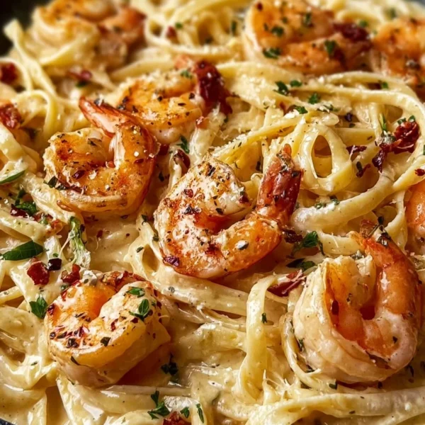 Creamy Marry Me Shrimp Pasta served in a bowl with garnishes