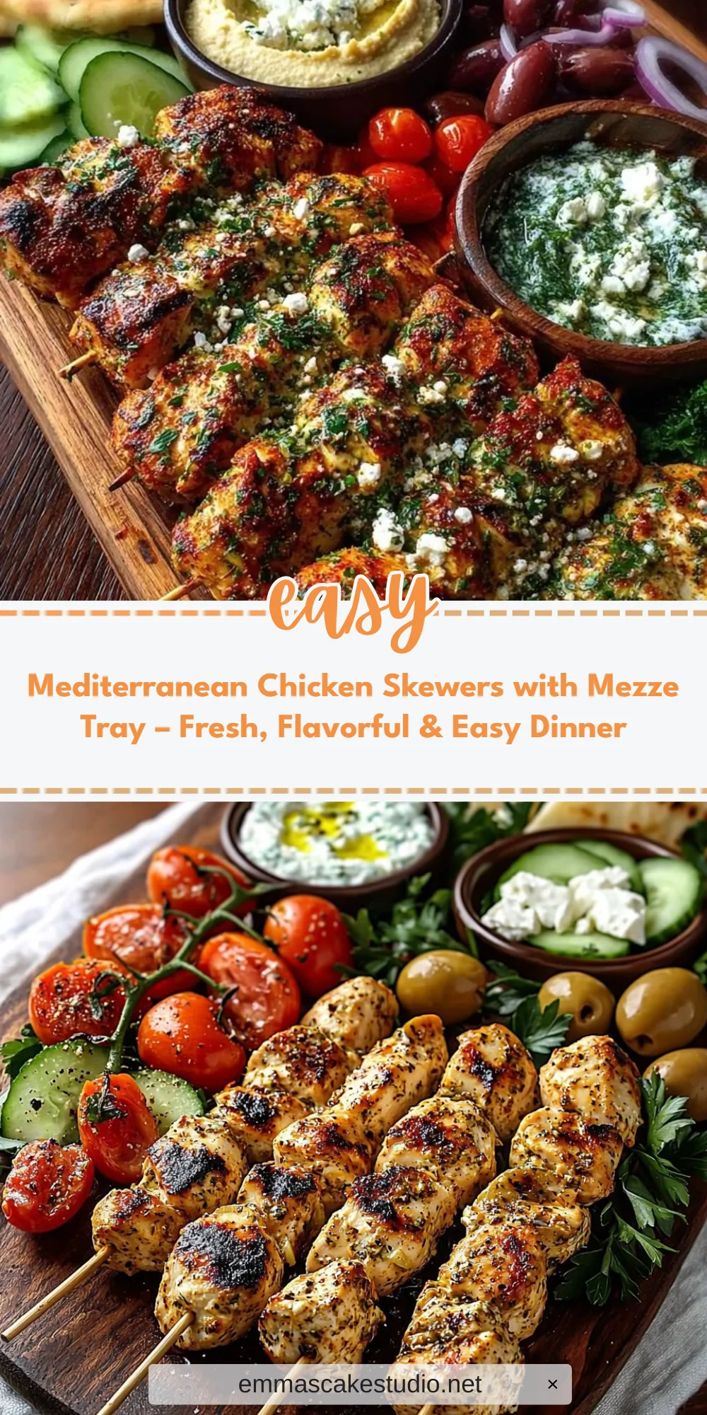 Mediterranean Chicken Skewers with Mezze Tray – Fresh, Flavorful & Easy Dinner