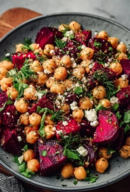Mediterranean Chickpea and Beet Salad with vibrant colors and fresh ingredients.