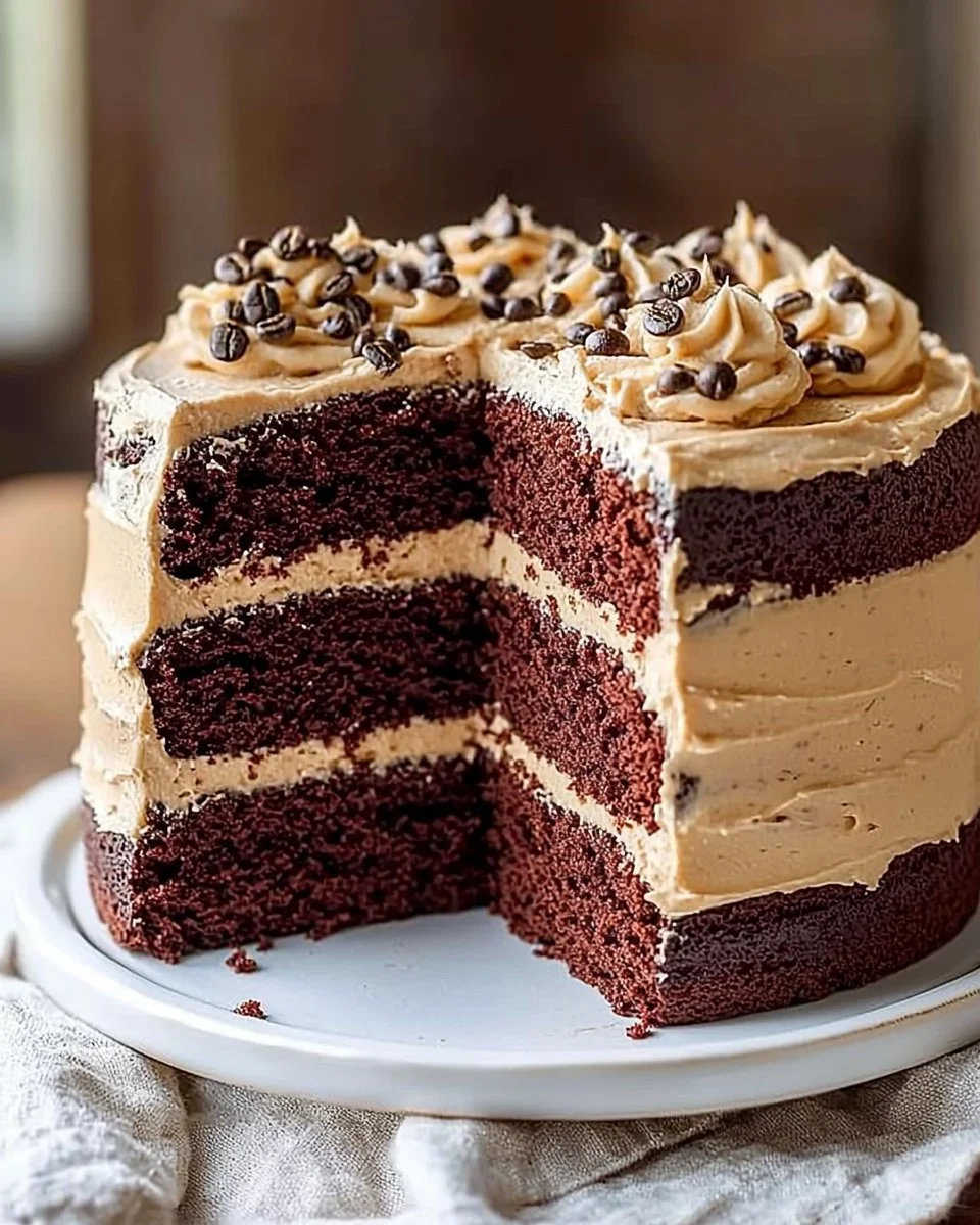 Moist Chocolate Layer Cake with Coffee Buttercream Icing