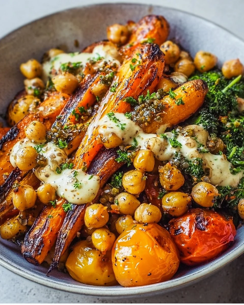 One-Pan Roasted Carrot and Chickpea Bowl