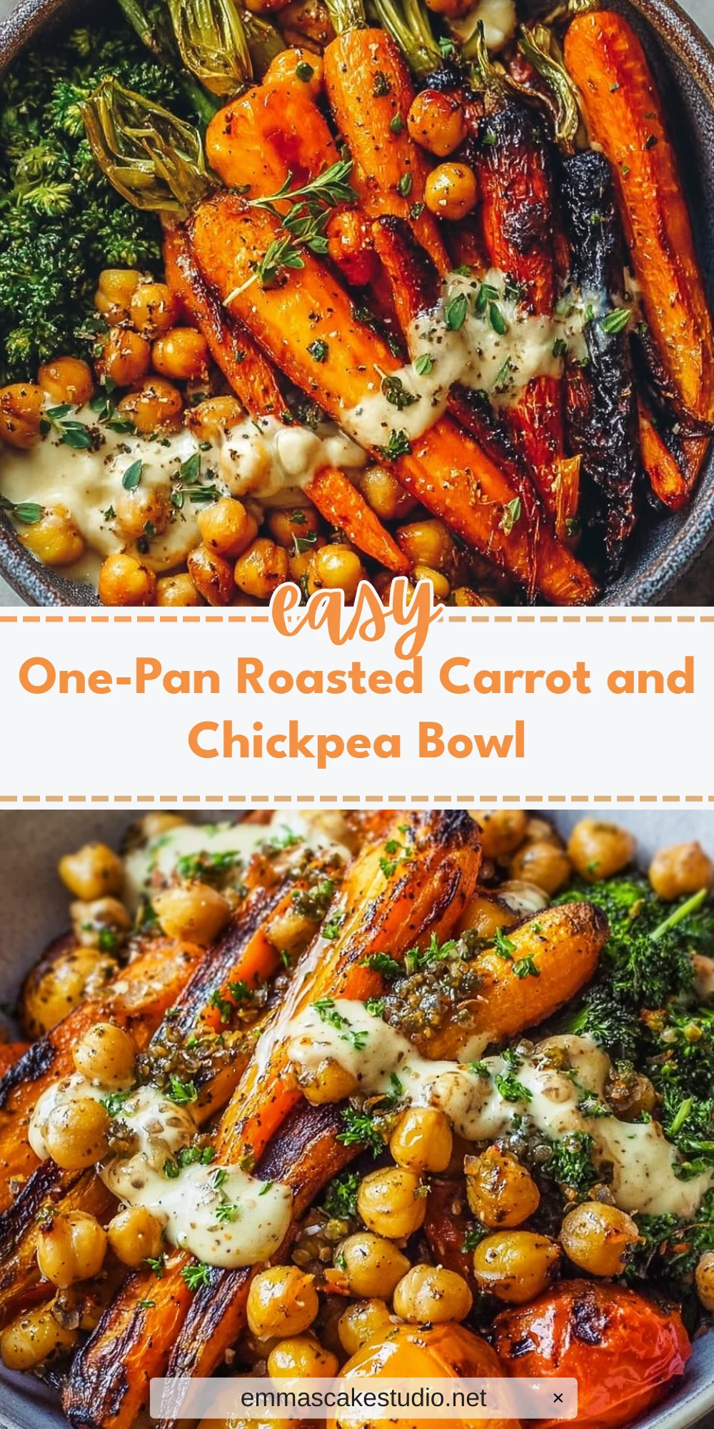 One-Pan Roasted Carrot and Chickpea Bowl