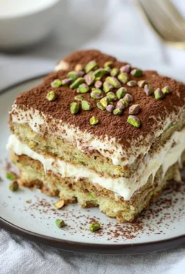 Delicious pistachio tiramisu dessert with layers of creamy filling and nuts