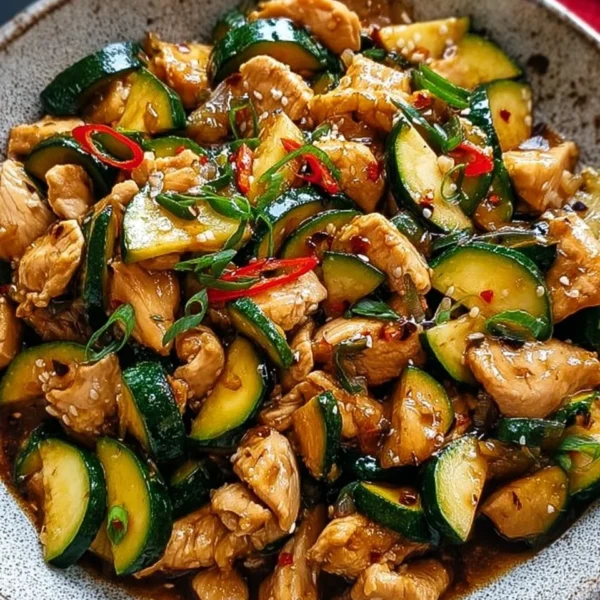 Simple chicken zucchini stir fry with vibrant vegetables and juicy chicken pieces