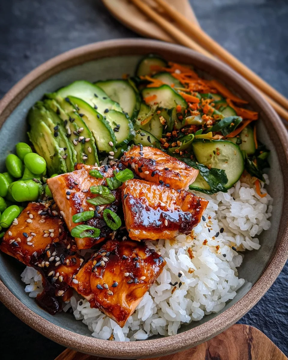 Sticky Gluten Free Teriyaki Salmon Sushi Bowl