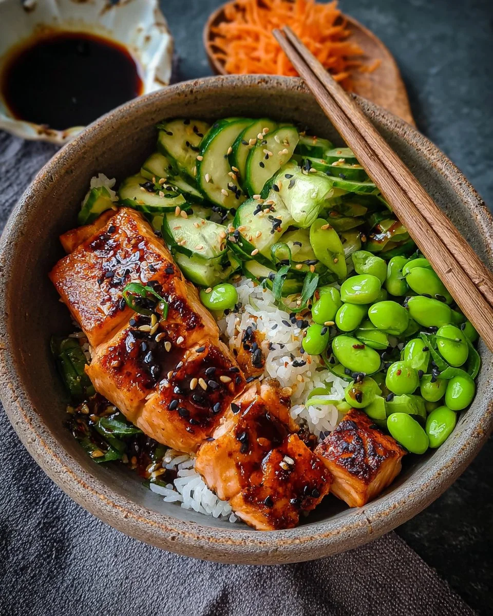 Sticky Gluten Free Teriyaki Salmon Sushi Bowl