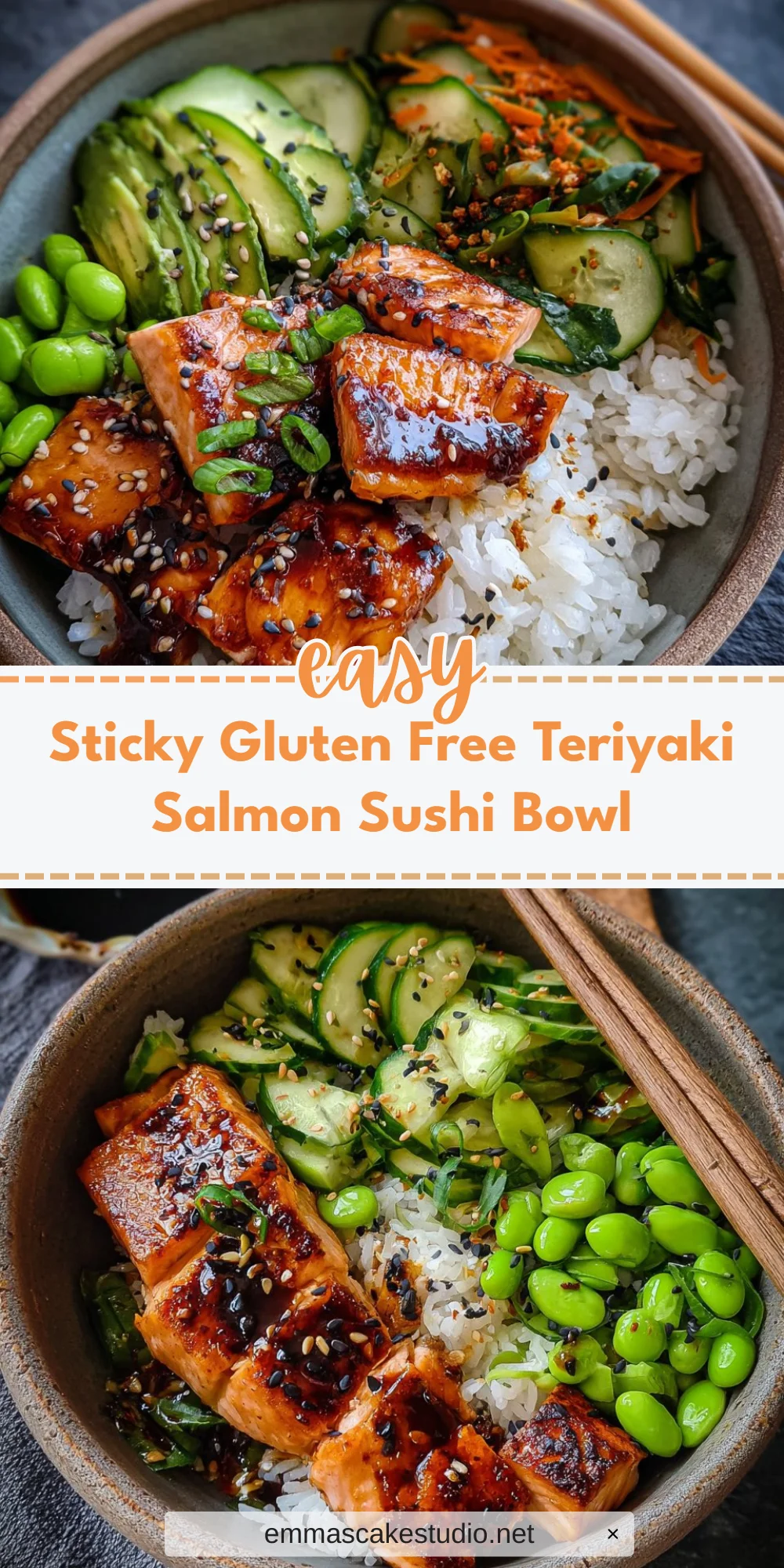 Sticky Gluten Free Teriyaki Salmon Sushi Bowl