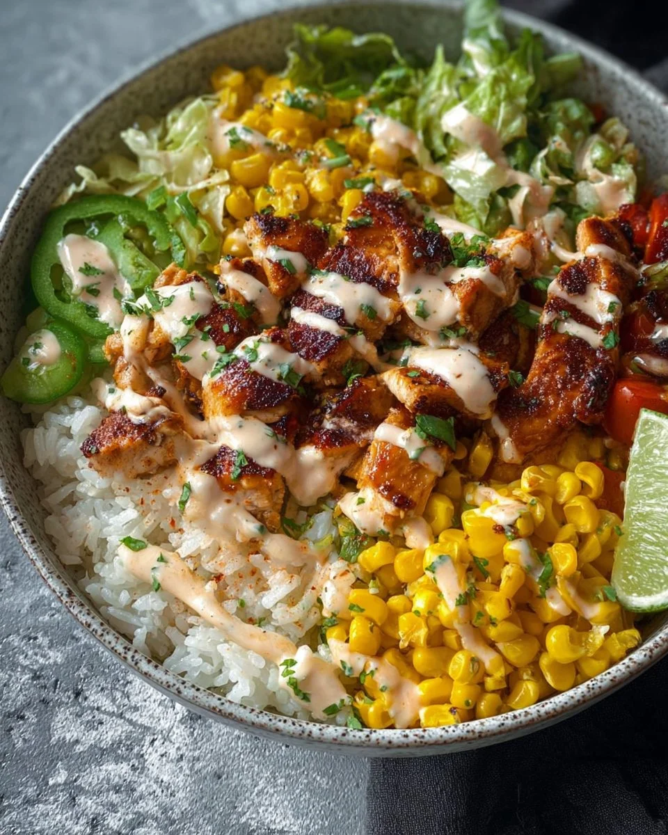 Street Corn Chicken Rice Bowls
