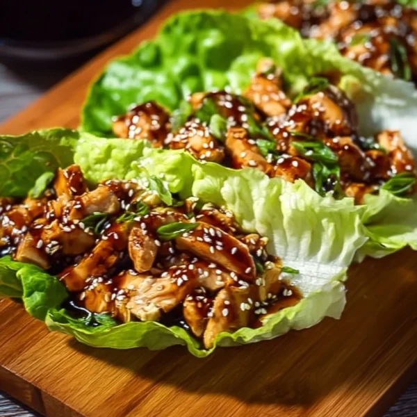 Delicious Teriyaki Chicken Lettuce Wraps served in a bowl with fresh ingredients