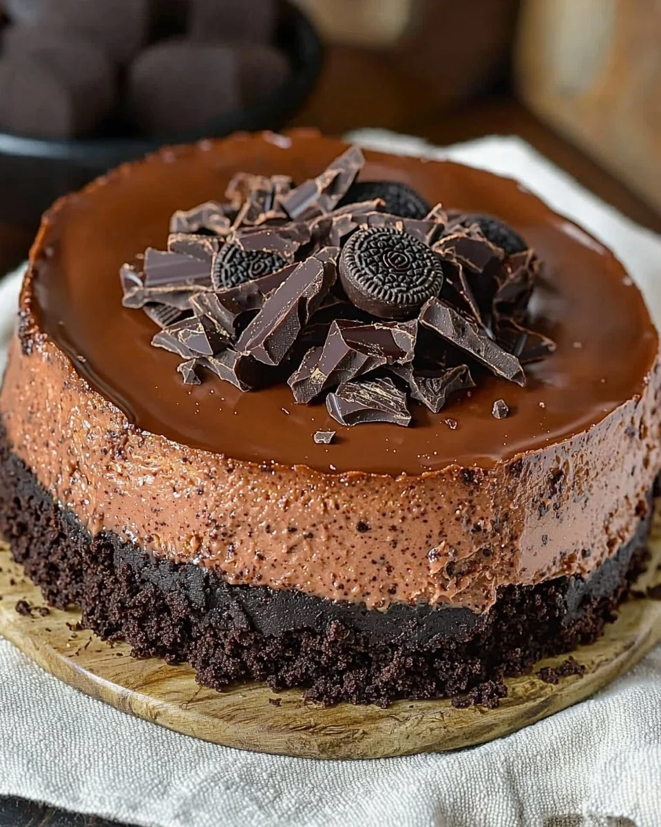 Triple Chocolate Cheesecake with Oreo Crust