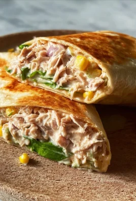 Delicious tuna melt wrap filled with creamy tuna and melted cheese