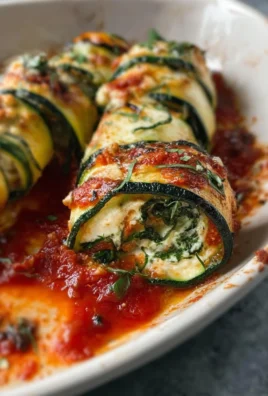 Delicious Zucchini Rollatini served with fresh herbs and tomato sauce