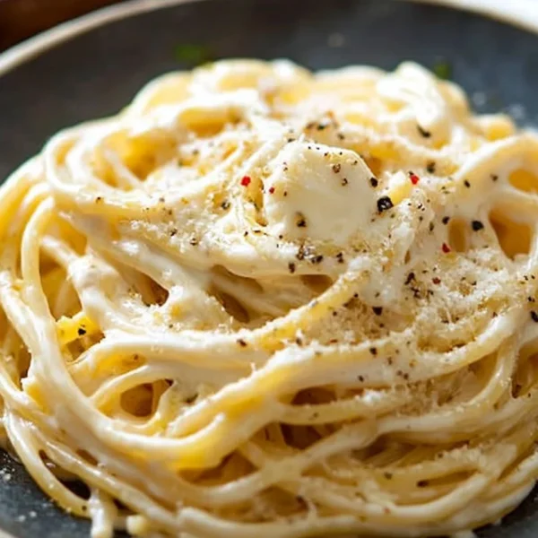 Delicious 10-minute cream cheese pasta topped with fresh herbs.