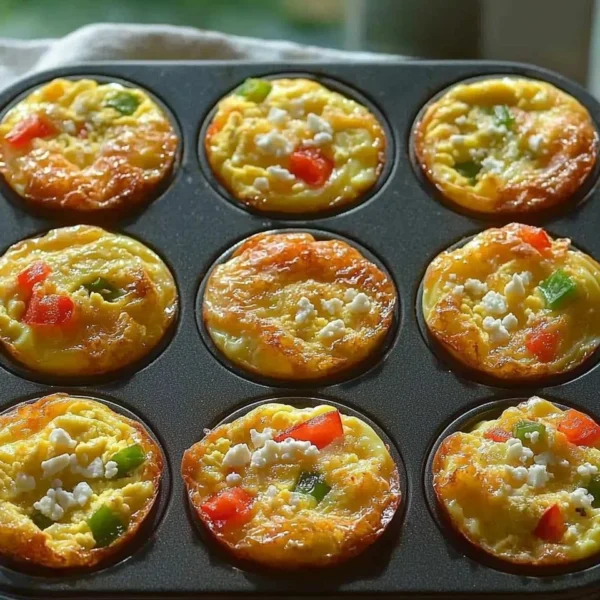 Delicious breakfast egg muffins with vegetables and cheese