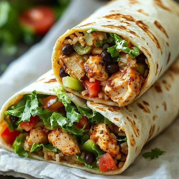 Chipotle Ranch Grilled Chicken Burrito filled with grilled chicken and ranch dressing