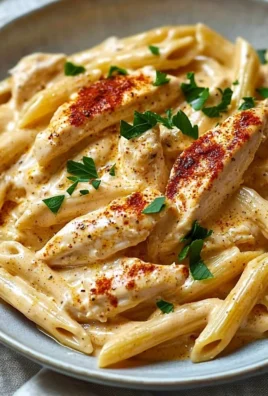 Plate of creamy Cajun Chicken Pasta garnished with herbs