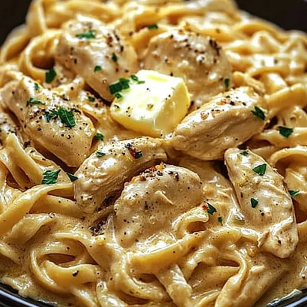 Creamy Cowboy Butter Chicken Pasta served on a plate