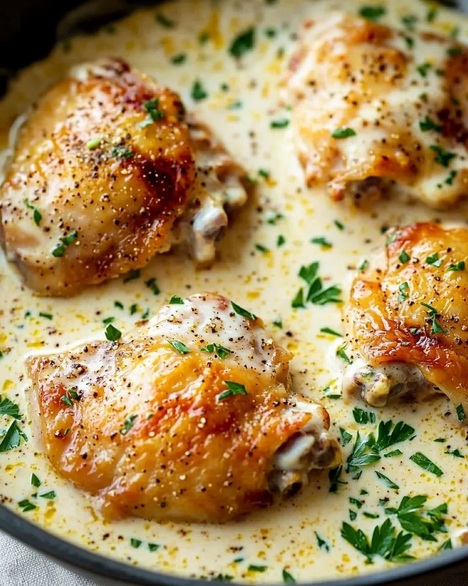 Creamy Oven Baked Chicken Thighs