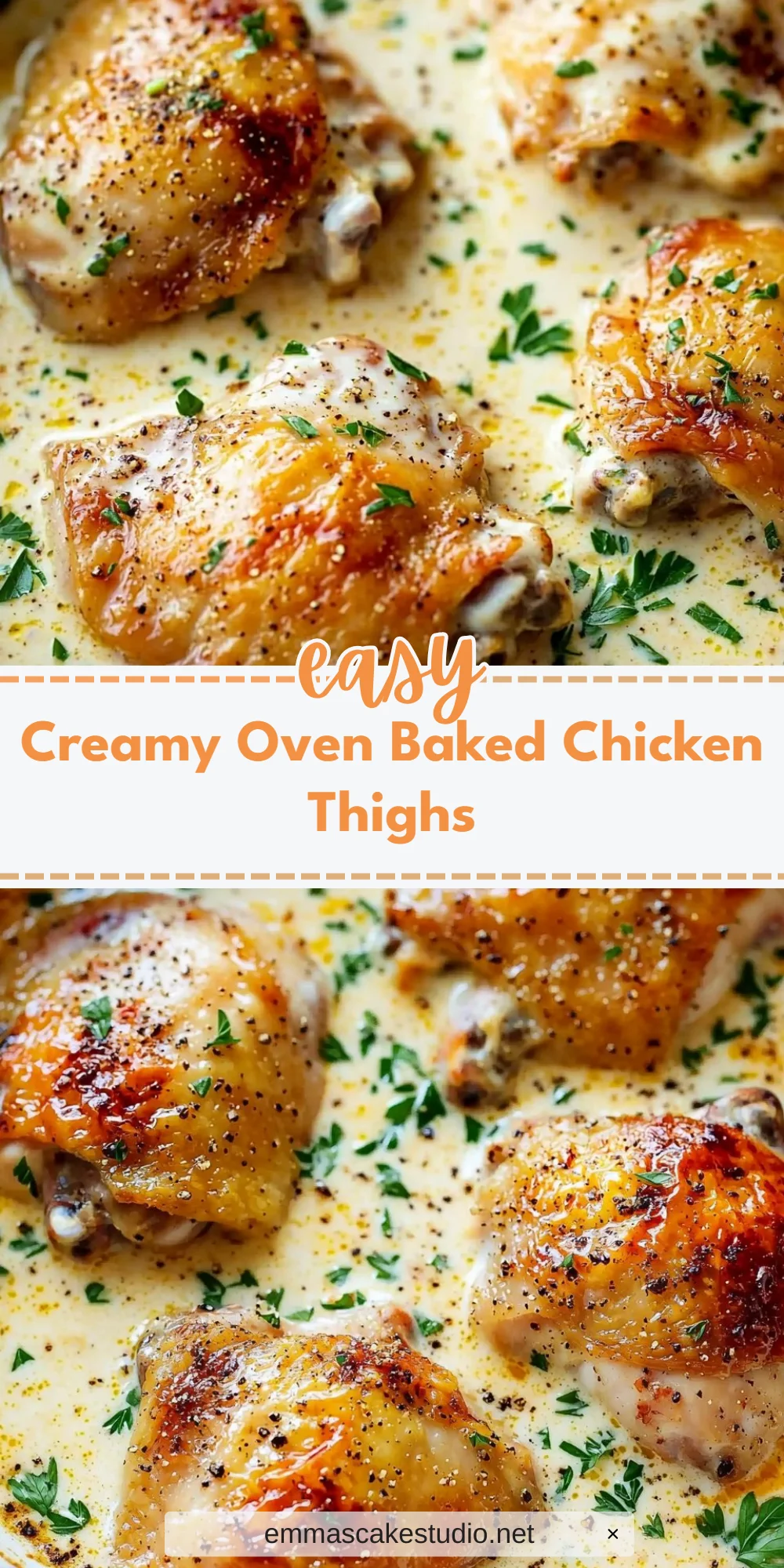 Creamy Oven Baked Chicken Thighs